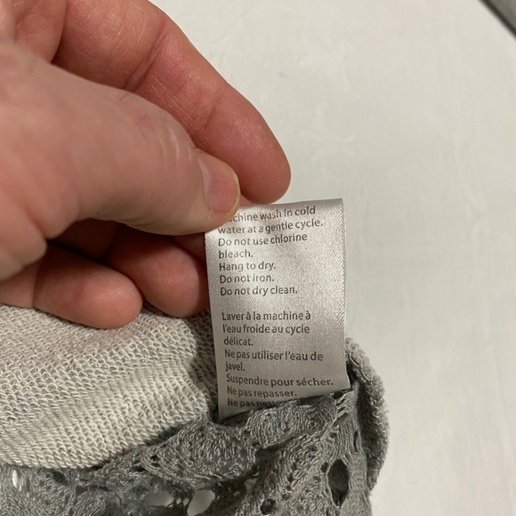 Triple Five Soul Crochet Back Long Sleeve Gray Sweatshirt Top Women's Size 2X - Picture 5 of 9